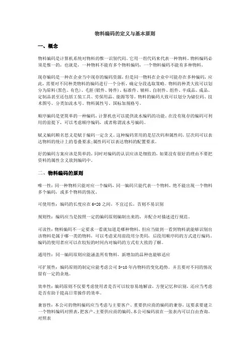 物料编码的定义与基本原则