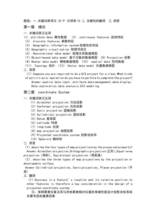 gis专业英语重点山东交通学院