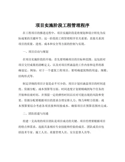 项目实施阶段工程管理程序
