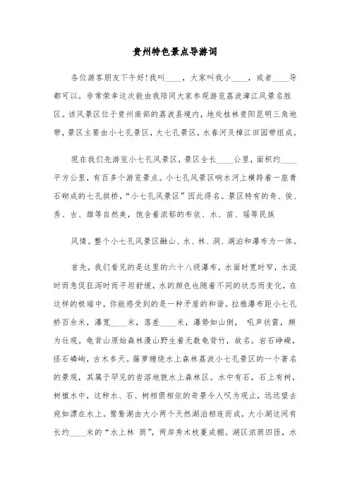 贵州特色景点导游词(六篇)
