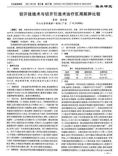 切开挂线术与切开引流术治疗肛周脓肿比较