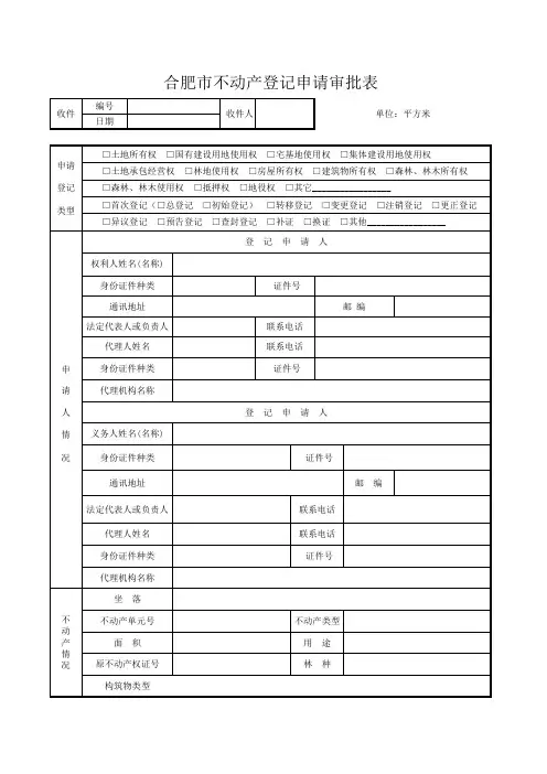 合肥市不动产登记申请审批表