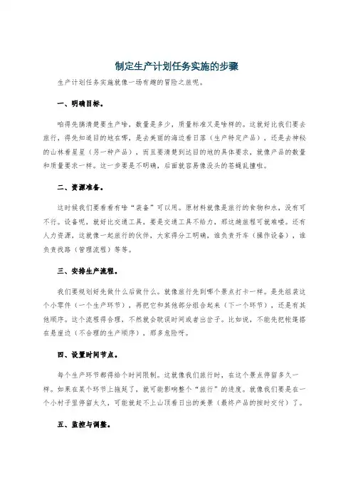 制定生产计划任务实施的步骤