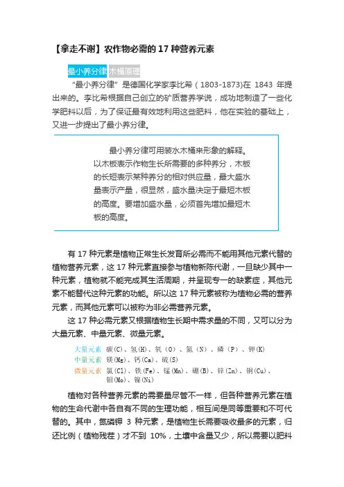 【拿走不谢】农作物必需的17种营养元素