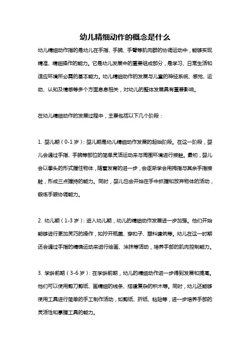 幼儿精细动作的概念是什么