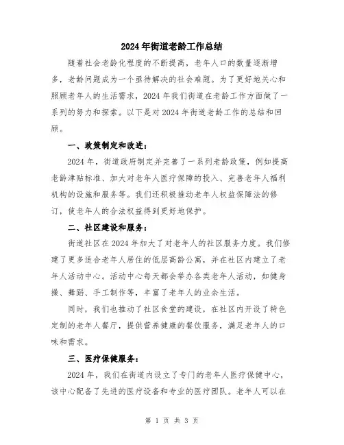 2024年街道老龄工作总结