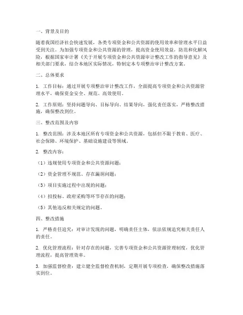 专项整治审计整改方案
