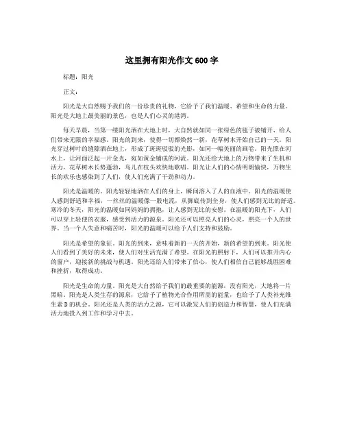 这里拥有阳光作文600字