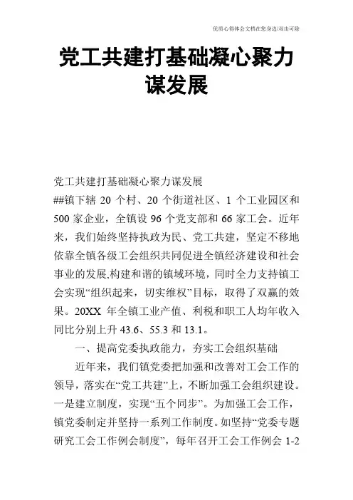 党工共建打基础凝心聚力谋发展