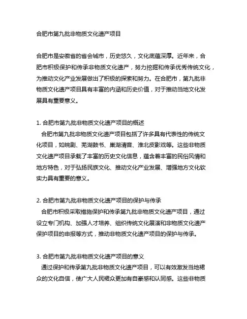 合肥市第九批非物质文化遗产项目