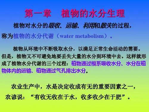 植物生理学课件-01水分代谢共115页文档