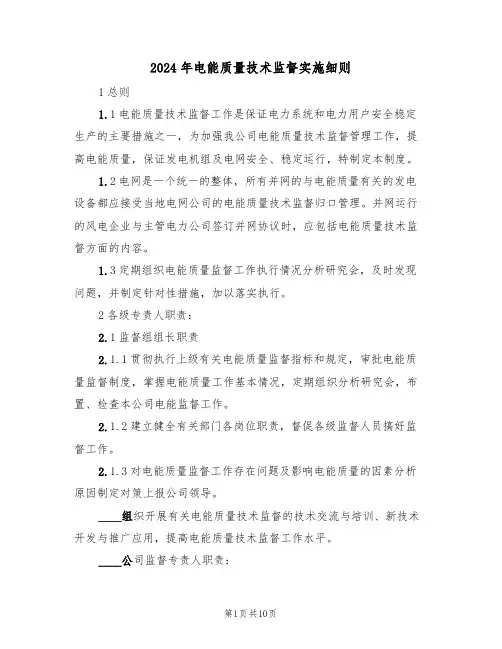 2024年电能质量技术监督实施细则（三篇）