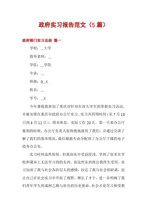 政府实习报告范文(5篇)