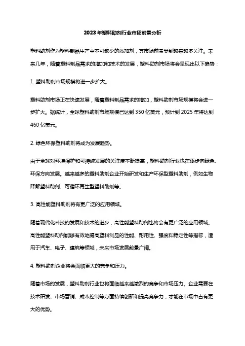 2023年塑料助剂行业市场前景分析