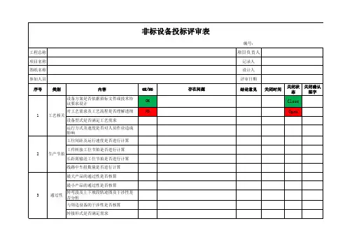 非标设备投标评审表