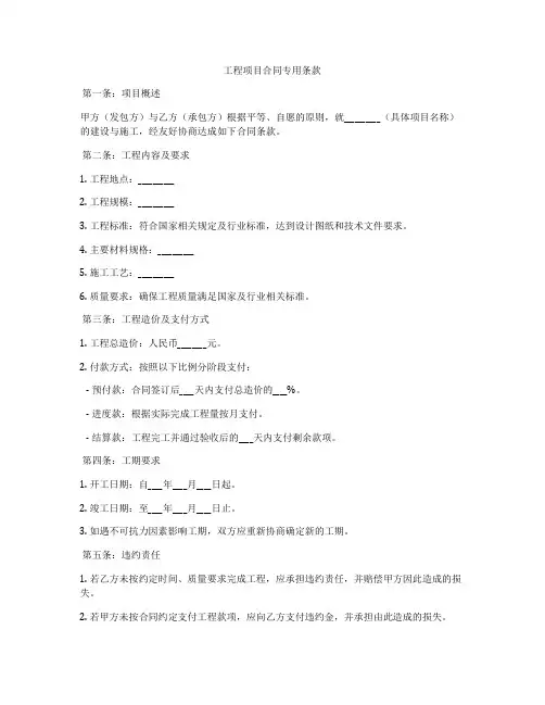 工程项目合同专用条款