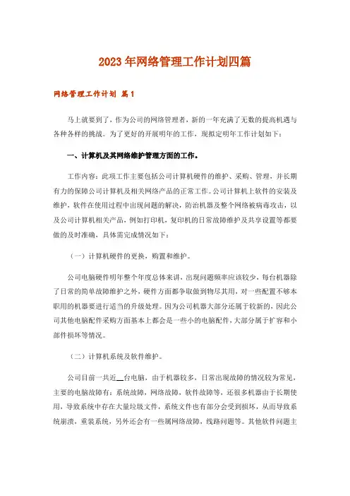 2023年网络管理工作计划四篇_1