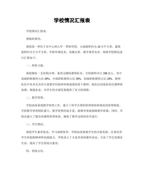 学校情况汇报表