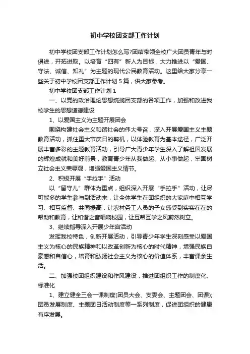 初中学校团支部工作计划