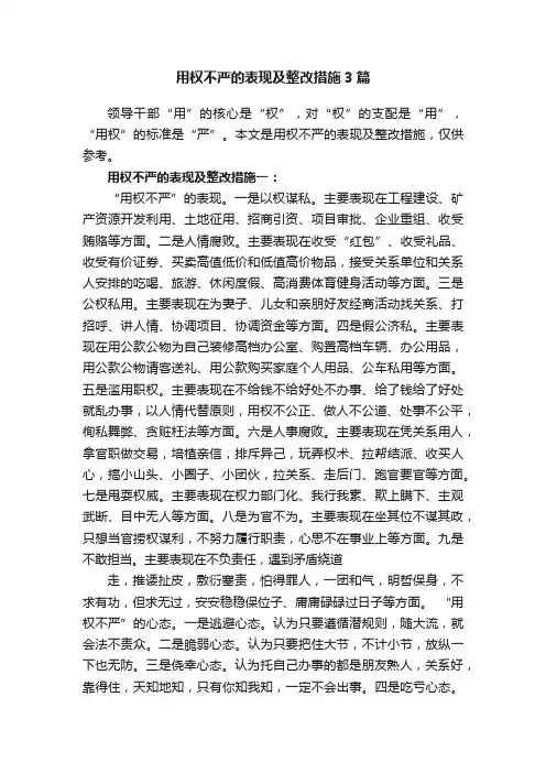 用权不严的表现及整改措施3篇