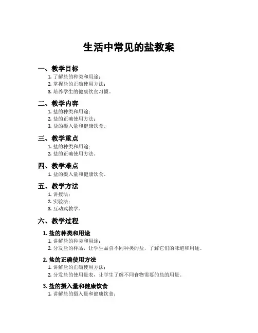 生活中常见的盐教案