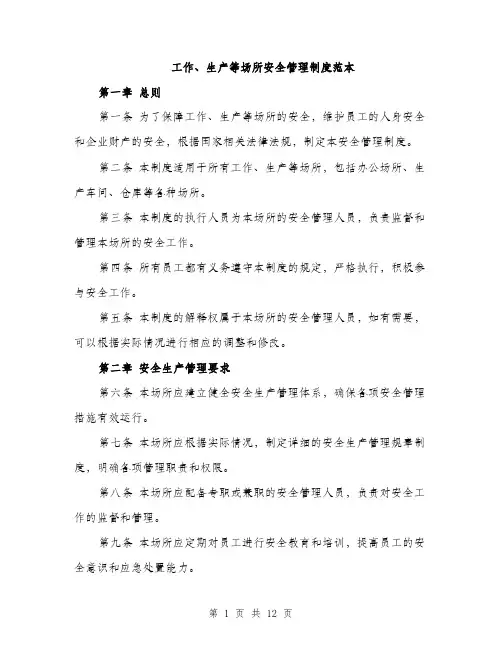 工作、生产等场所安全管理制度范本