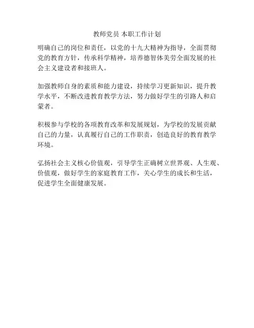 教师党员 本职工作计划