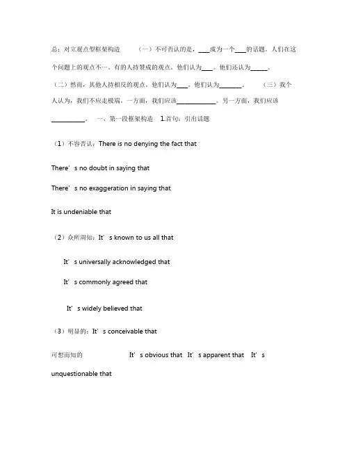 对立观点英语作文模板_共6页
