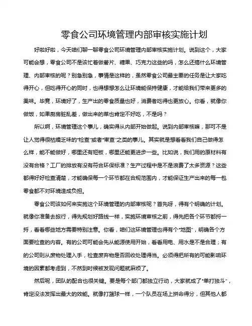 零食公司环境管理内部审核实施计划