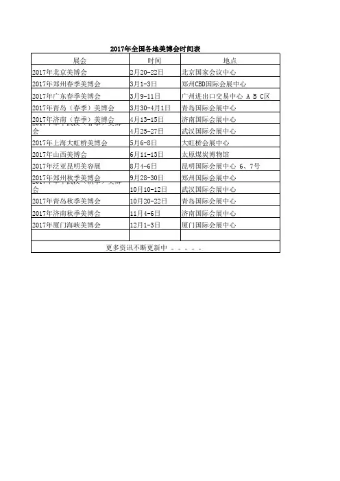 2017年美博会时间表