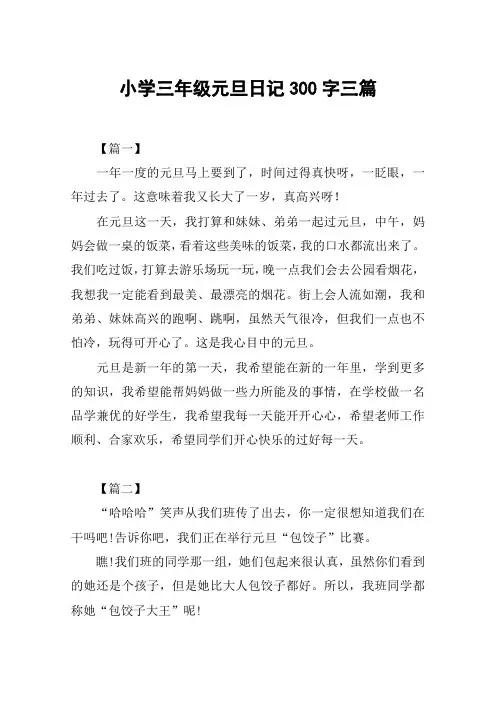 小学三年级元旦日记300字三篇
