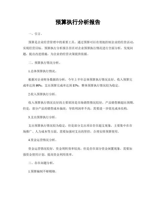 预算执行分析报告