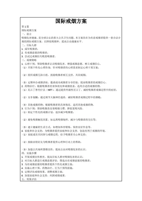 国际戒烟方案