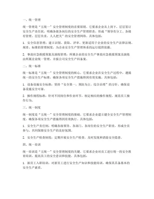 安全管理制度五统一