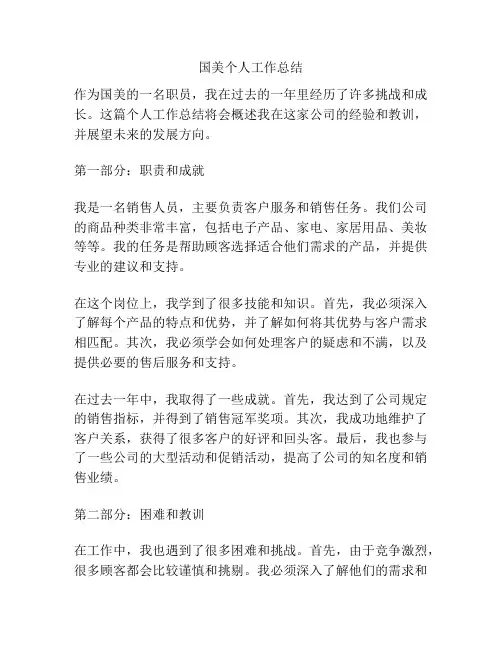 国美个人工作总结