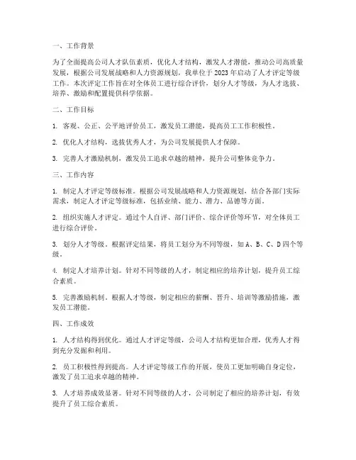 人才评定等级工作总结报告