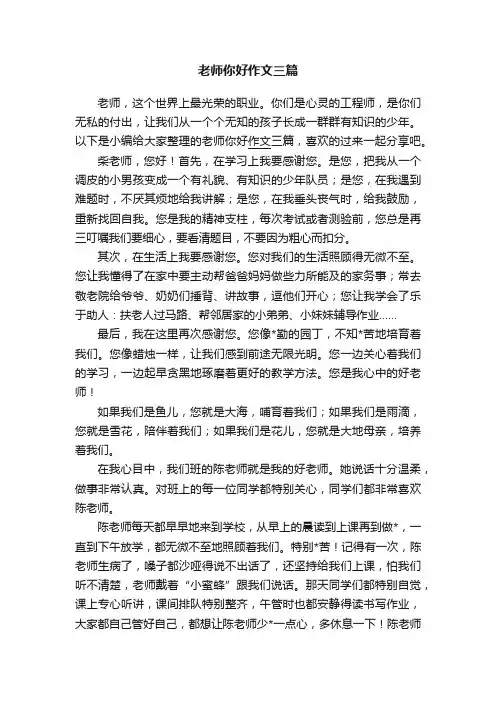老师你好作文三篇