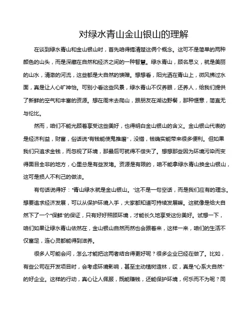 对绿水青山金山银山的理解