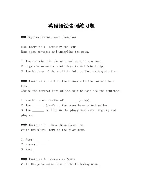 英语语法名词练习题