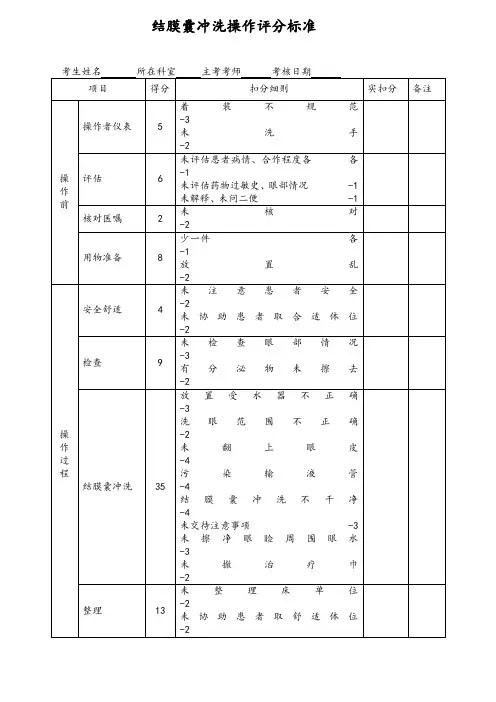 眼科结膜囊冲洗操作评分标准
