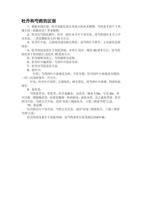 牡丹和芍药的区别