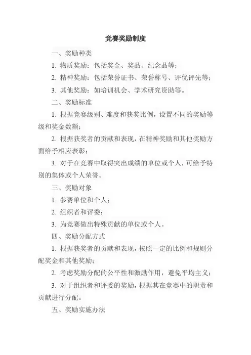 竞赛奖励制度