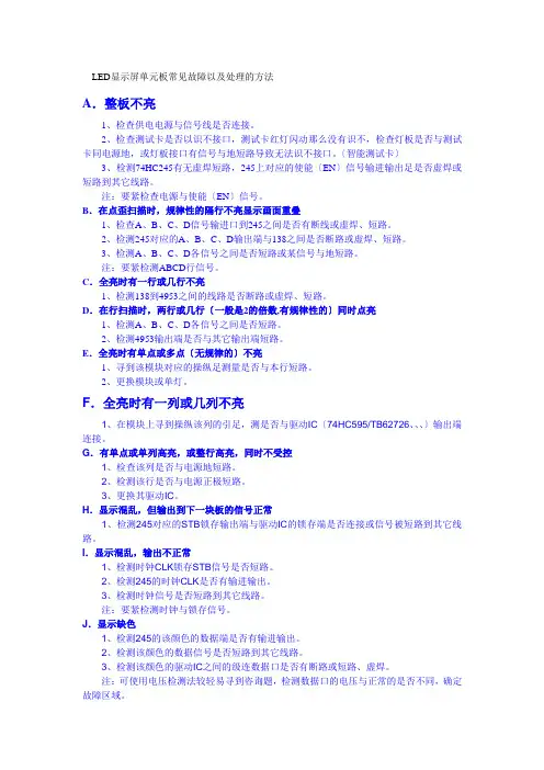 LED显示屏单元板常见故障以及处理的办法