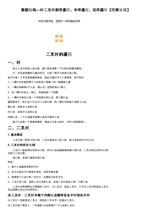 数据结构—树二叉树前序遍历、中序遍历、后序遍历【图解实现】