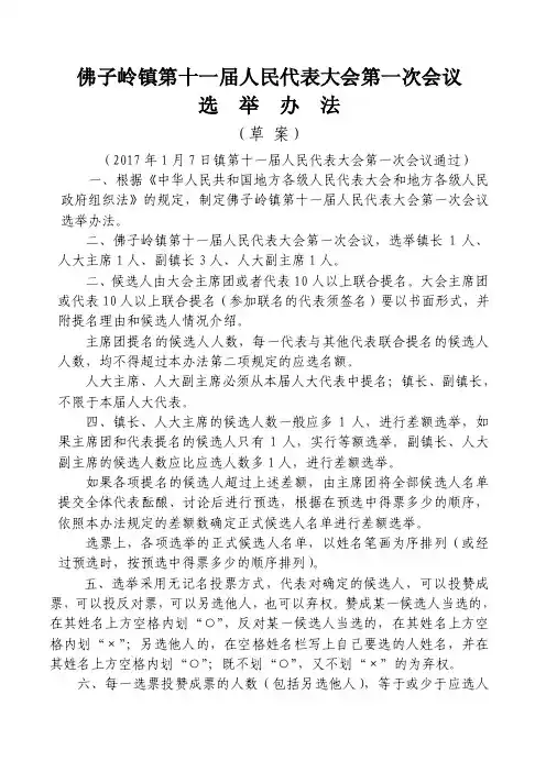 乡镇人代会选举办法