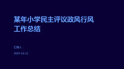 某年小学民主评议政风行风工作总结