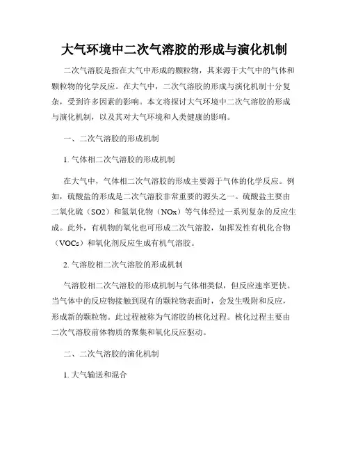 大气环境中二次气溶胶的形成与演化机制
