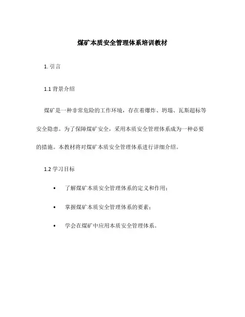 煤矿本质安全管理体系培训教材
