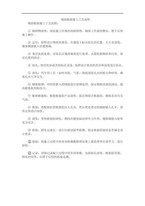 墙面植筋施工工艺流程