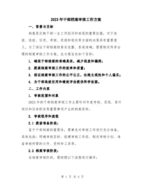 2023年干部档案审核工作方案